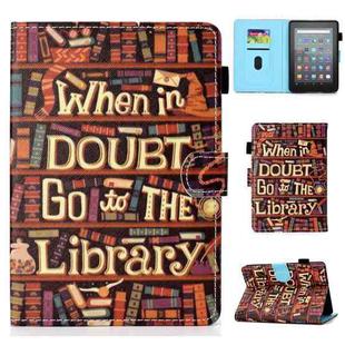For Amazon Kindle Youth Version 2022 Colored Drawing Stitching Smart Leather Tablet Case(Library)