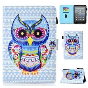 For Amazon Kindle Youth Version 2022 Colored Drawing Stitching Smart Leather Tablet Case(Colored Owl)