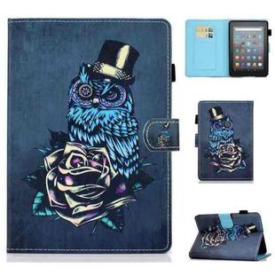 For Amazon Kindle Youth Version 2022 Colored Drawing Stitching Smart Leather Tablet Case(Owl)