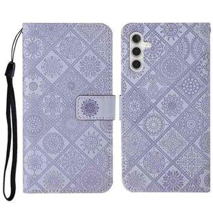 For Samsung Galaxy A34 Ethnic Style Embossed Pattern Leather Phone Case(Purple)