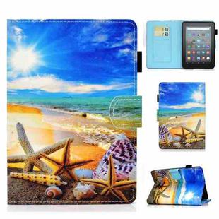 For Amazon Kindle Youth Version 2022 Colored Drawing Stitching Smart Leather Tablet Case(Blue Sky)