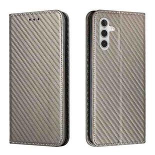 For Samsung Galaxy A54 Carbon Fiber Texture Flip Holder Leather Phone Case(Grey)