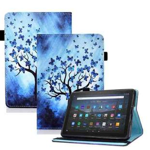 For Amazon Kindle Youth Version 2022 Colored Drawing Stitching Elastic Band Smart Leather Tablet Case(Butterfly Tree)