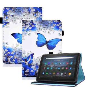 For Amazon Kindle Youth Version 2022 Colored Drawing Stitching Elastic Band Smart Leather Tablet Case(Butterfly)