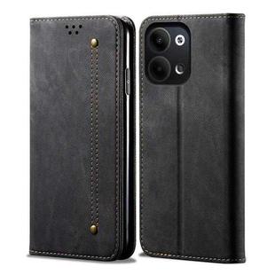 For OPPO Reno9 Denim Texture Leather Phone Case(Black)