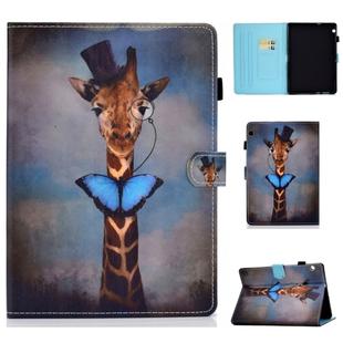 For Huawei MediaPad T3 Horizontal TPU Painted Flat Feather Case Anti-skid strip with Pen Cover & Card Slot & Holder(Deer)