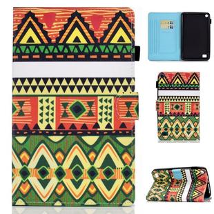 For Kindle Fire HD7 Horizontal TPU Painted Flat Feather Case Anti-skid strip with Pen Cover & Card Slot & Holder(Folk-custom)