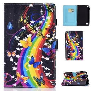 For Kindle Fire HD7 Horizontal TPU Painted Flat Feather Case Anti-skid strip with Pen Cover & Card Slot & Holder(Music Butterfly)