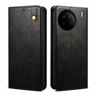 For vivo X90 Pro Oil Wax Crazy Horse Texture Leather Phone Case(Black)