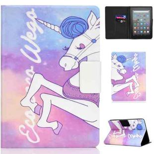 For Amazon Kindle Youth Version 2022 Voltage Colored Drawing Smart Leather Tablet Case(Pink Horse)