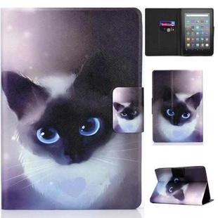 For Amazon Kindle Youth Version 2022 Voltage Colored Drawing Smart Leather Tablet Case(Blue Eyed Cat)