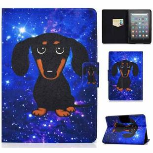 For Amazon Kindle Youth Version 2022 Voltage Colored Drawing Smart Leather Tablet Case(Black Dog)