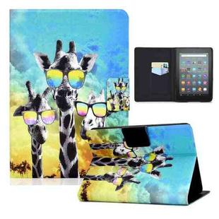 For Amazon Kindle Youth Version 2022 Voltage Colored Drawing Smart Leather Tablet Case(Glasses Giraffe)