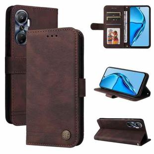 For Infinix Hot 20 4G Skin Feel Life Tree Metal Button Leather Phone Case(Brown)