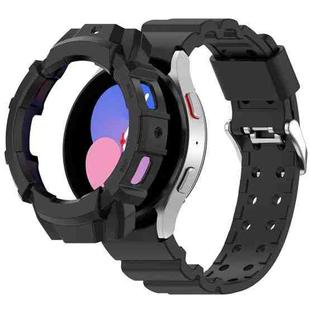 For Samsung Galaxy Watch5 44mm Armor Silicone Watch Band + Protective Case(Black)