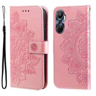 For Infinix Hot 20 4G 7-petal Flowers Embossing Leather Phone Case(Rose Gold)