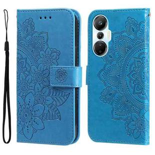 For Infinix Hot 20s 7-petal Flowers Embossing Leather Phone Case(Blue)