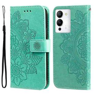 For Infinix Note 12 / G96 7-petal Flowers Embossing Leather Phone Case(Green)