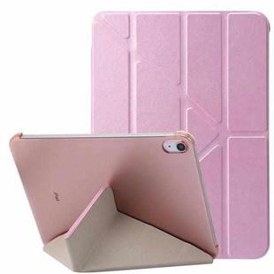 For iPad 10th Gen 10.9 2022 Silk Texture Horizontal Deformation Flip Tablet Leather Case with Holder(Pink)