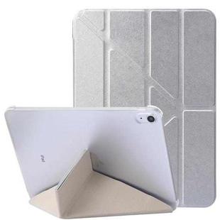 For iPad 10th Gen 10.9 2022 Silk Texture Horizontal Deformation Flip Tablet Leather Case with Holder(Silver)