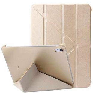 For iPad 10th Gen 10.9 2022 Silk Texture Horizontal Deformation Flip Tablet Leather Case with Holder(Gold)