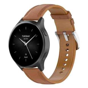 For Huawei Watch Buds/Xiaomi Watch S2 22mm Genuine Leather Watch Band(Light Brown)