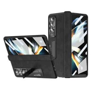 For Samsung Galaxy Z Fold4 Napa Pattern All-inclusive Magnetic Phone Case(Black)