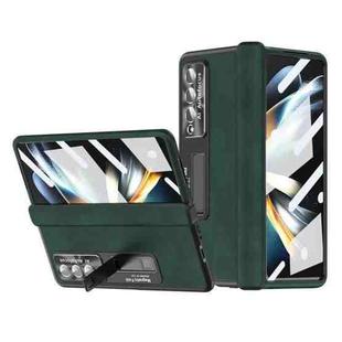 For Samsung Galaxy Z Fold4 Napa Pattern All-inclusive Magnetic Phone Case(Green)