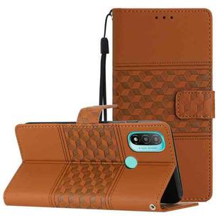 For Motorola Moto E20 / E30 / E40 Diamond Embossed Skin Feel Leather Phone Case with Lanyard(Brown)