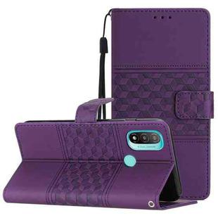 For Motorola Moto E20 / E30 / E40 Diamond Embossed Skin Feel Leather Phone Case with Lanyard(Purple)