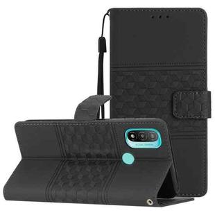 For Motorola Moto E20 / E30 / E40 Diamond Embossed Skin Feel Leather Phone Case with Lanyard(Black)