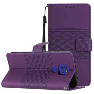 For Motorola Moto G9 / G9 Play Diamond Embossed Skin Feel Leather Phone Case with Lanyard(Purple)