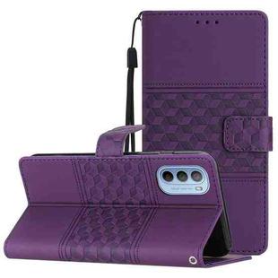 For Motorola Moto G31 / G41 Diamond Embossed Skin Feel Leather Phone Case with Lanyard(Purple)