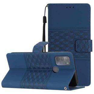 For Motorola Moto G50 Diamond Embossed Skin Feel Leather Phone Case with Lanyard(Dark Blue)