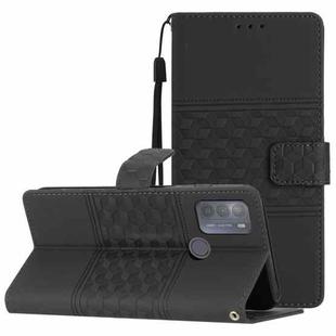 For Motorola Moto G50 Diamond Embossed Skin Feel Leather Phone Case with Lanyard(Black)