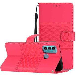 For Motorola Moto G60 / G40 Fushion Diamond Embossed Skin Feel Leather Phone Case with Lanyard(Red)