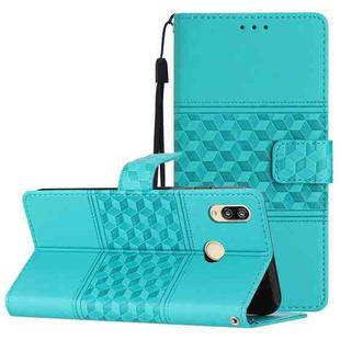 For Honor 10 Lite Diamond Embossed Skin Feel Leather Phone Case with Lanyard(Blue)