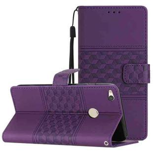 For Huawei P8 Lite 2017 Diamond Embossed Skin Feel Leather Phone Case with Lanyard(Purple)