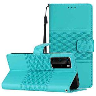 For Huawei P40 Pro Diamond Embossed Skin Feel Leather Phone Case with Lanyard(Blue)