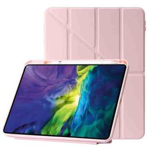 For iPad 10th Gen 10.9 2022 Deformation Transparent Acrylic Leather Tablet Case(Pink)