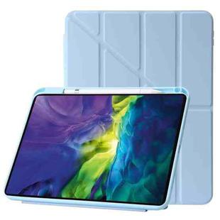 For iPad 10th Gen 10.9 2022 Deformation Transparent Acrylic Leather Tablet Case(Sky Blue)