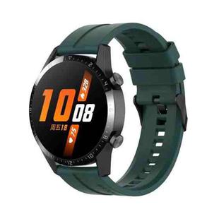 For Huawei Watch 3 Pro New 20mm Silicone Black Buckle Watch Band(Dark Green)
