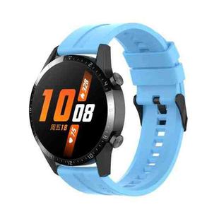 For Huawei Watch 3 Pro New 20mm Silicone Black Buckle Watch Band(Sky Blue)