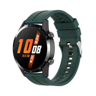 For Huawei Watch Buds / Watch 3 Pro New 22mm Silicone Silver Buckle Watch Band(Dark Green)