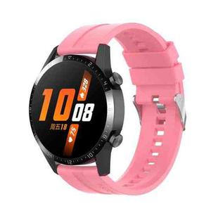 For Huawei Watch Buds / Watch 3 Pro New 20mm Silicone Silver Buckle Watch Band(Pink)