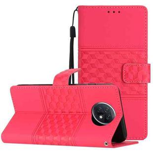 For Xiaomi Redmi Note 9 5G / Note 9T Diamond Embossed Skin Feel Leather Phone Case with Lanyard(Red)