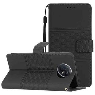 For Xiaomi Redmi Note 9 5G / Note 9T Diamond Embossed Skin Feel Leather Phone Case with Lanyard(Black)