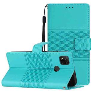For Xiaomi Redmi 9C Diamond Embossed Skin Feel Leather Phone Case with Lanyard(Blue)
