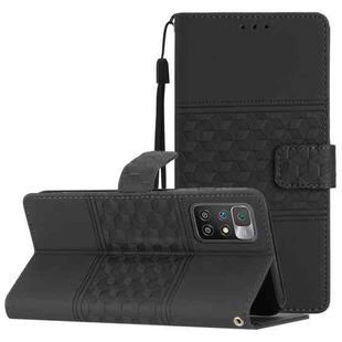 For Xiaomi Redmi 10 2022 Diamond Embossed Skin Feel Leather Phone Case with Lanyard(Black)