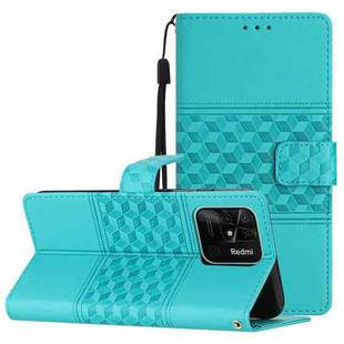 For Xiaomi Redmi 10C Diamond Embossed Skin Feel Leather Phone Case with Lanyard(Blue)